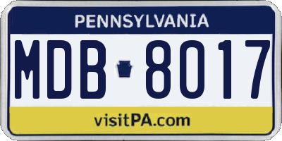 PA license plate MDB8017