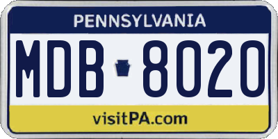 PA license plate MDB8020