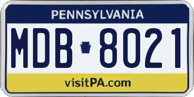 PA license plate MDB8021