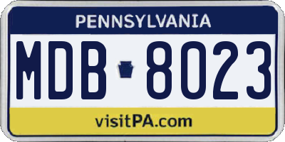 PA license plate MDB8023