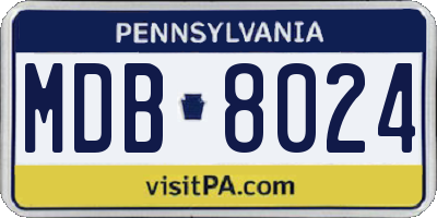 PA license plate MDB8024