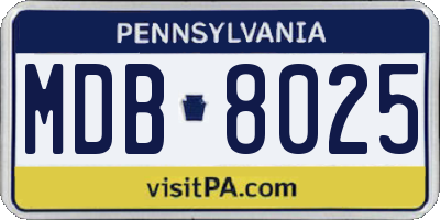 PA license plate MDB8025