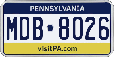 PA license plate MDB8026
