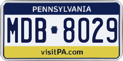 PA license plate MDB8029