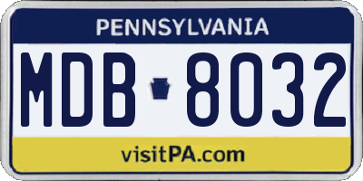 PA license plate MDB8032