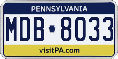 PA license plate MDB8033