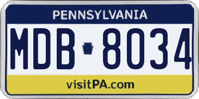 PA license plate MDB8034
