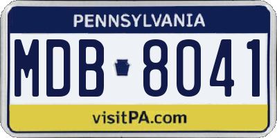 PA license plate MDB8041