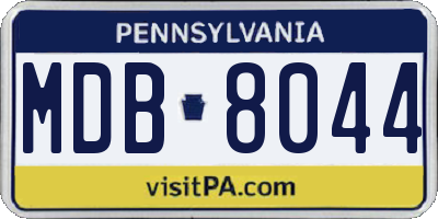 PA license plate MDB8044