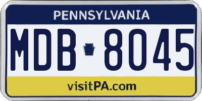 PA license plate MDB8045