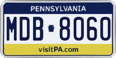 PA license plate MDB8060