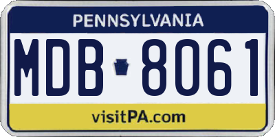 PA license plate MDB8061