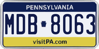 PA license plate MDB8063