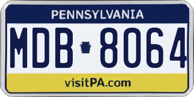PA license plate MDB8064