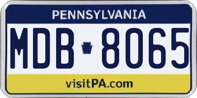 PA license plate MDB8065