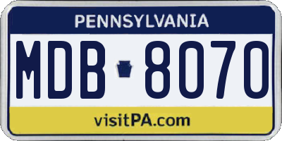 PA license plate MDB8070