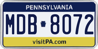 PA license plate MDB8072
