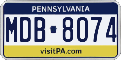 PA license plate MDB8074
