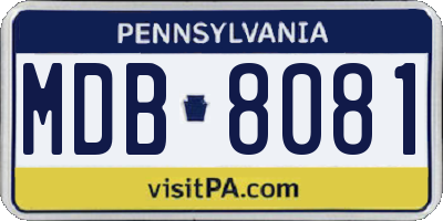 PA license plate MDB8081