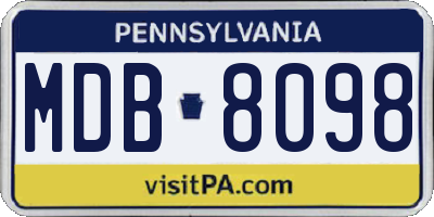 PA license plate MDB8098