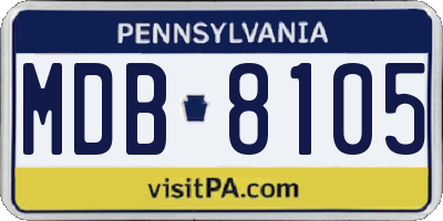 PA license plate MDB8105