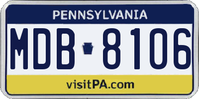 PA license plate MDB8106