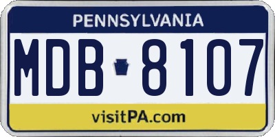PA license plate MDB8107