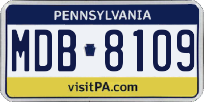 PA license plate MDB8109