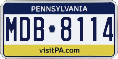 PA license plate MDB8114
