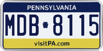 PA license plate MDB8115