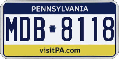PA license plate MDB8118