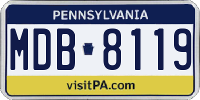 PA license plate MDB8119