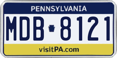PA license plate MDB8121