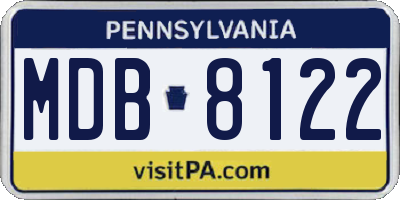 PA license plate MDB8122