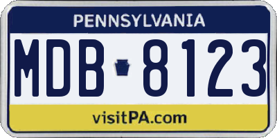 PA license plate MDB8123