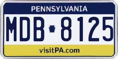 PA license plate MDB8125