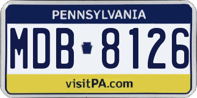 PA license plate MDB8126
