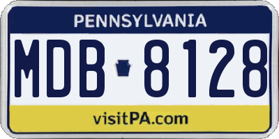 PA license plate MDB8128