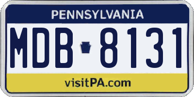 PA license plate MDB8131
