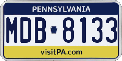 PA license plate MDB8133
