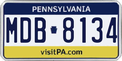 PA license plate MDB8134