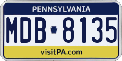 PA license plate MDB8135