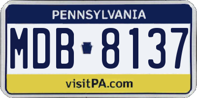 PA license plate MDB8137