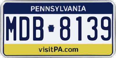 PA license plate MDB8139