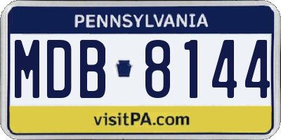 PA license plate MDB8144