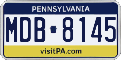 PA license plate MDB8145