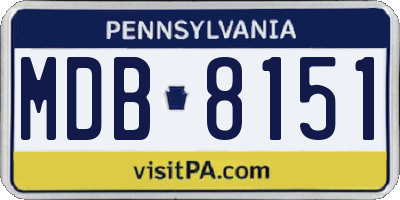 PA license plate MDB8151