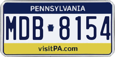 PA license plate MDB8154