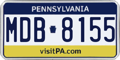 PA license plate MDB8155