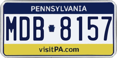 PA license plate MDB8157